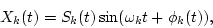 \begin{displaymath}X_k(t)=S_k(t)\sin(\omega_k t + \phi_k(t)),
\end{displaymath}