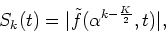 \begin{displaymath}\phi_k(t)=\int \left(\frac{d}{dt}\arg\left(\tilde{f}(\alpha^{k-\frac{K}{2}},t)\right)-\omega_k\right)dt,
\end{displaymath}
