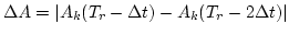 $\Delta A=\vert A_k(T_r-\Delta t)-A_k(T_r-2\Delta t)\vert$