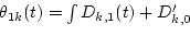 \begin{displaymath}\theta_k(t)=\arctan\left(\frac{S_k(t)\sin(\phi_k(t)-\theta_{1k}(t))}{S_k(t)\cos(\phi_k(t)-\theta_{1k}(t))+C_k(t)}\right),
\end{displaymath}