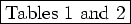 \fbox{Tables 1 and 2}