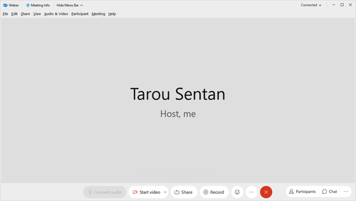 スケジュールをしたミーティングを開催すると「音声へ接続」ボタンがグレーアウトしている スケジュールをしたミーティングを開催すると「音声へ接続」ボタンがグレーアウトしている